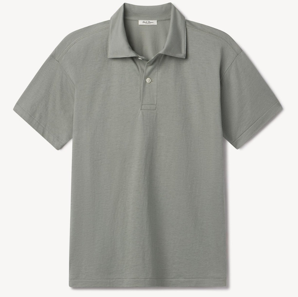 Buck Mason Sueded Grey Cotton Short Sleeve Polo